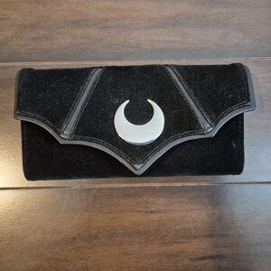 Killstar Le Fey Nu Goth Black Velvet PU Pleather Wallet